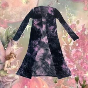 Crushed Velvet Tie-Dye Long Sleeve Maxi Cardigan